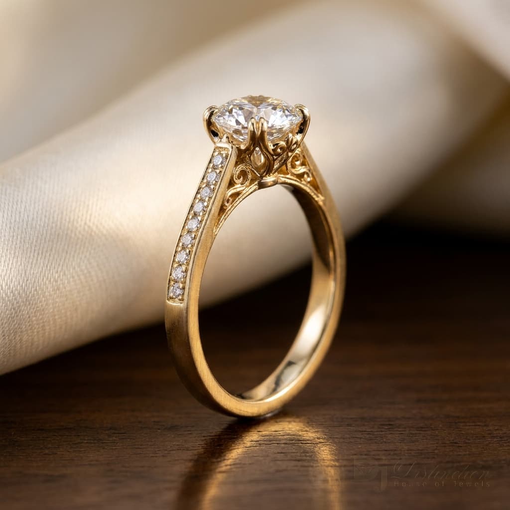 Handmade custom gold engagement ring by Distinction House of Jewels